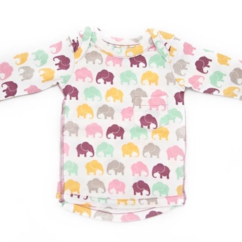 Long Sleeved Top - Lavender Elephant